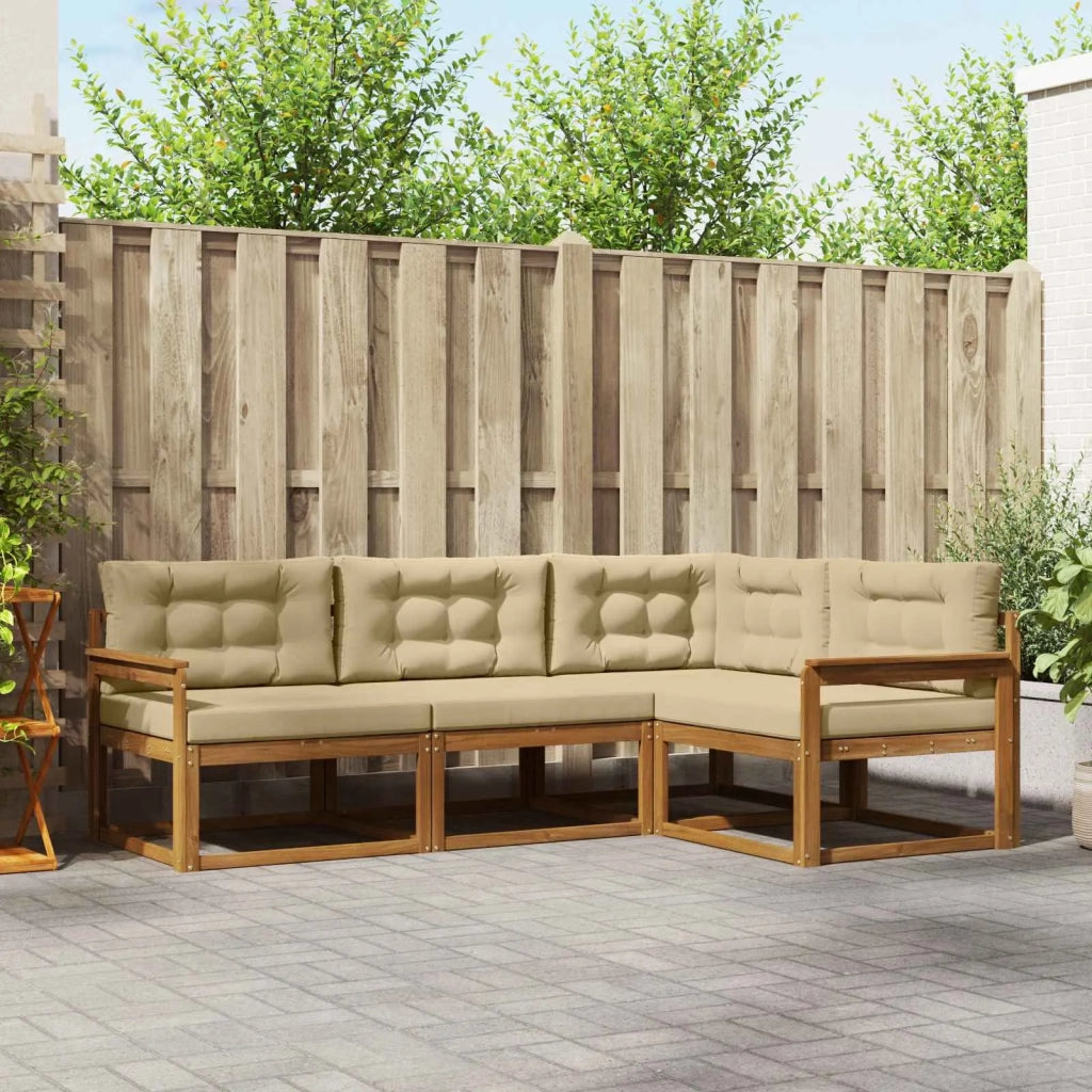 Set di divani da esterno con cuscino 4 pcs Naturale e Beige 3367501