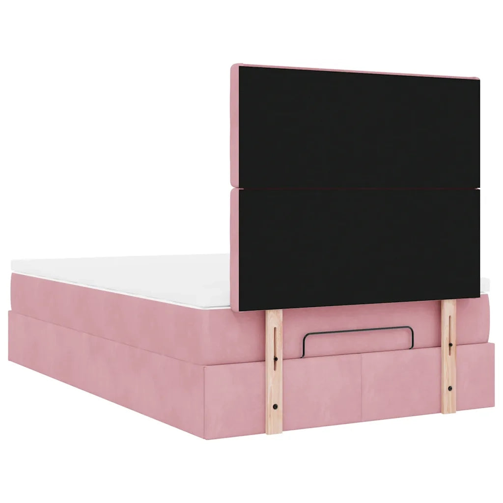 Struttura Letto Pouf con Materassi Rosa 120x190 cm Velluto 3314455