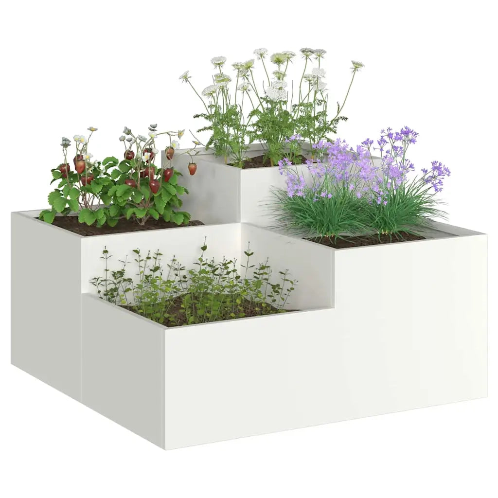Vaso da giardino Bianco 100 x 100 x 48 cm Acciaio