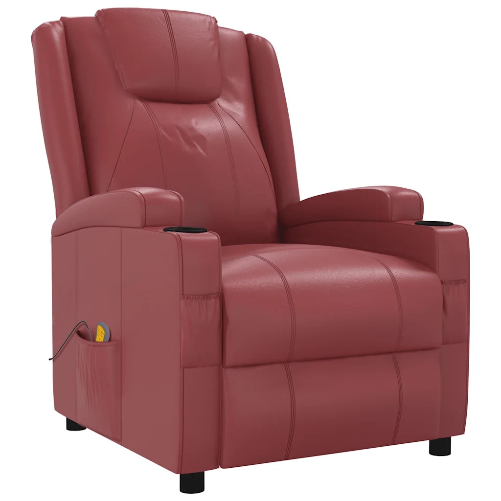 Poltrona Massaggiante Rosso Vino in Similpelle 321315