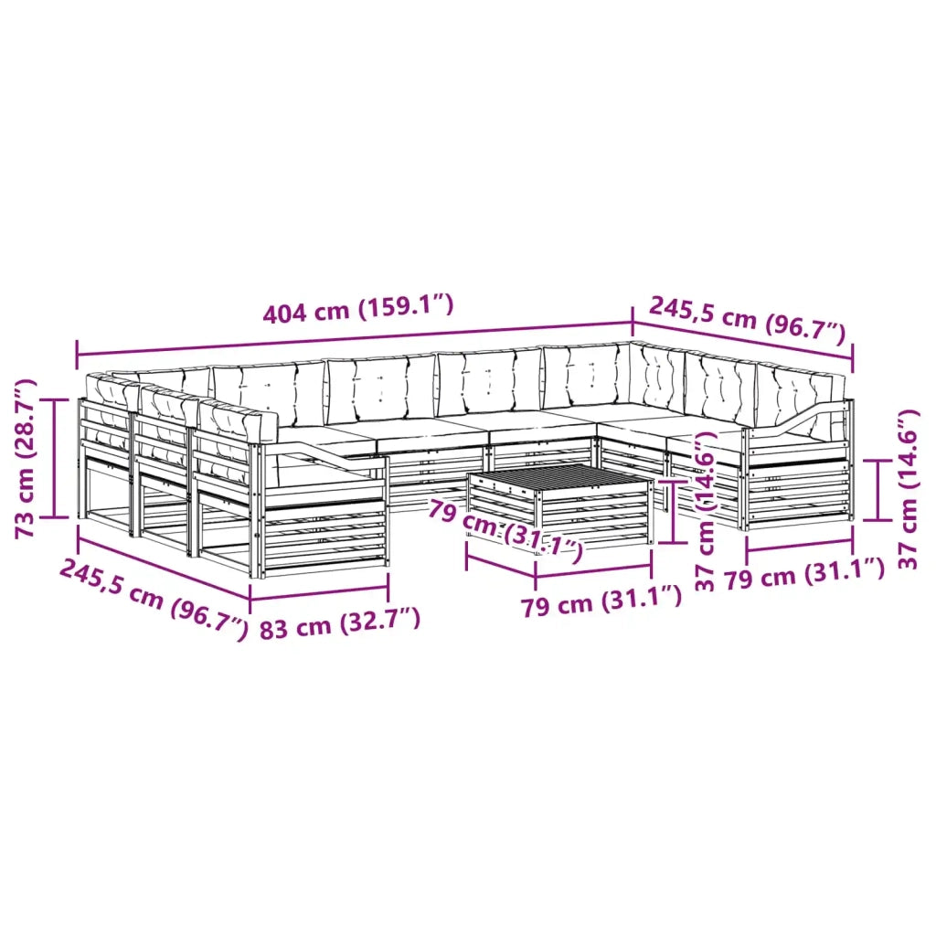 Set di divani da esterno 10 pz Bianco e Beige Poliestere 3391213