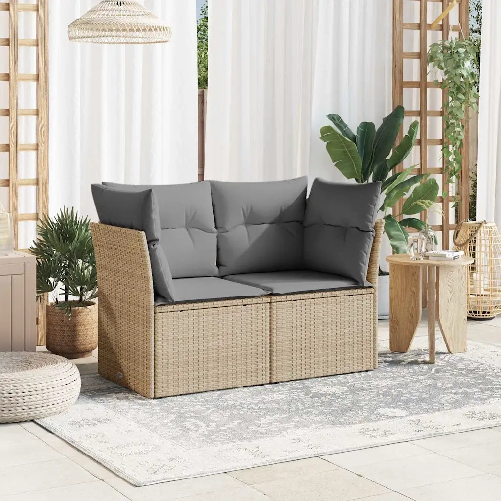 Divano da Giardino con Cuscini a 2 Posti Beige in Polyrattan 366087