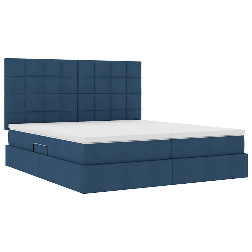 Letto con Contenitore Blu 180 x 200 cm Pelle Sintetica
