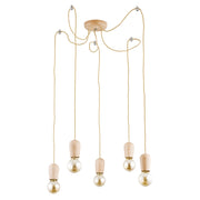 Lampada a sospensione moderna legno chiaro 5xE27 RUG