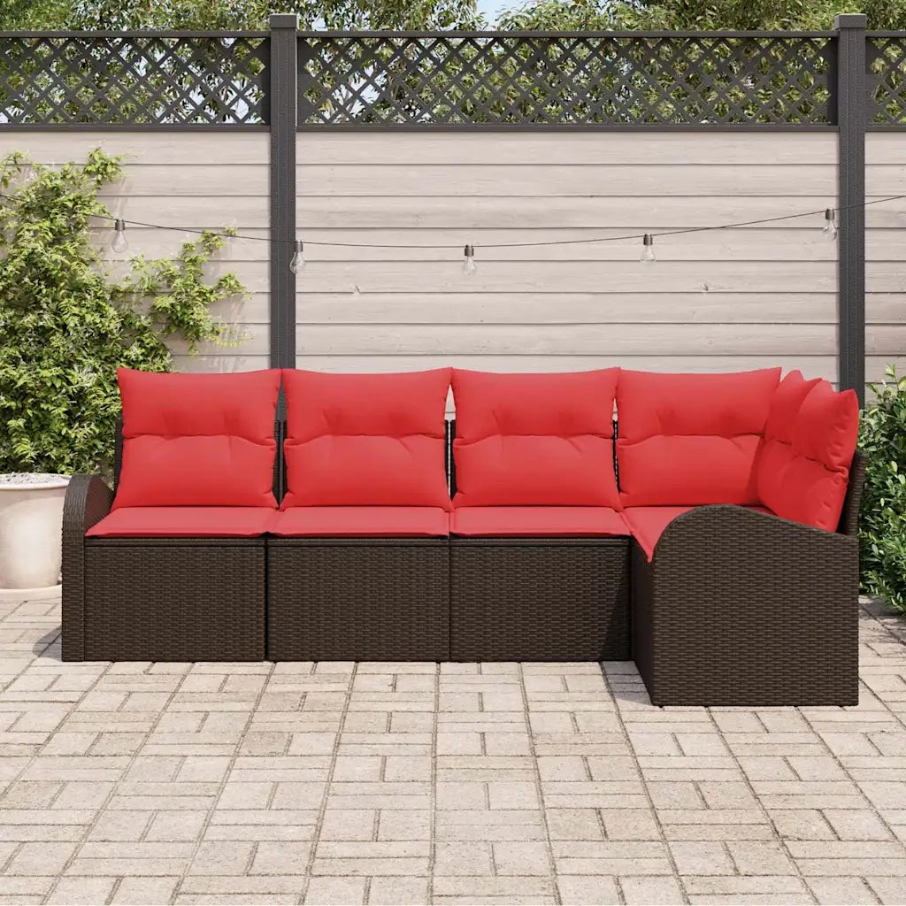 Set Divano da Giardino 5 pcs Marrone polyrattan 3346044