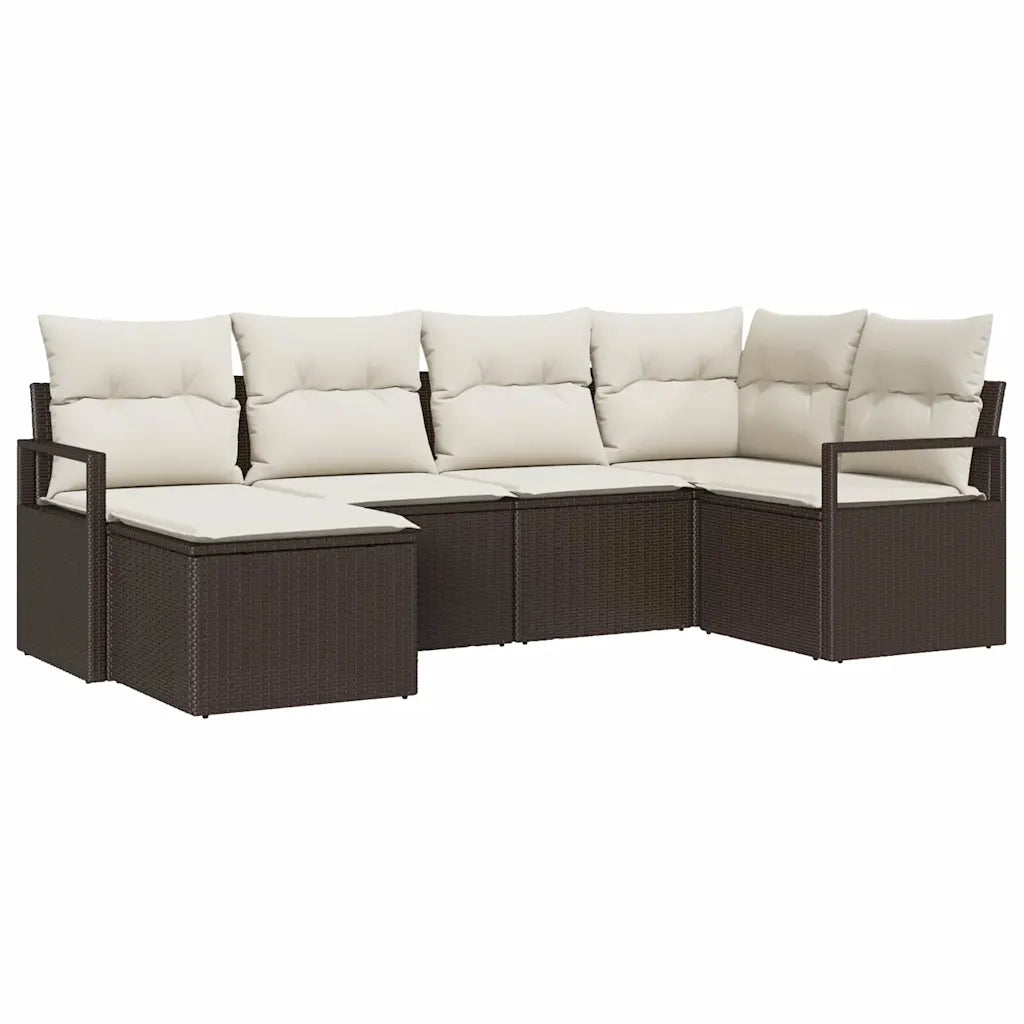 Set di divani 6 pcs Marrone polyrattan