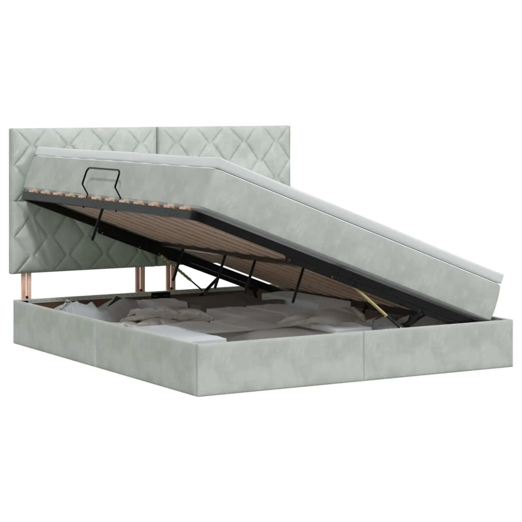 Letto con contenitore e materasso Grigio Chiaro 160 x 200 cm 3459759