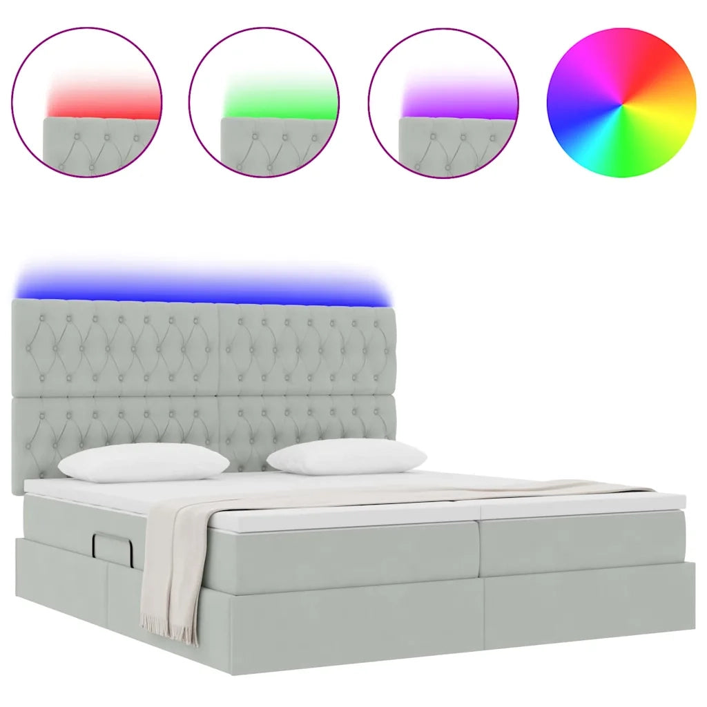 Letto con testiera Grigio chiaro 200 x 200 cm Velluto