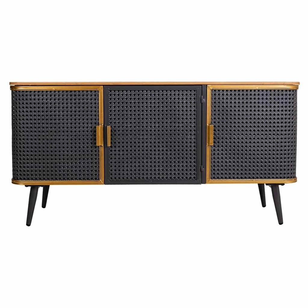 Credenza in metallo e legno con 3 porte 118x38x58,5