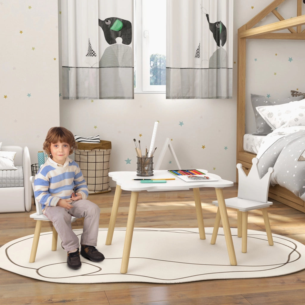 Tavolo da pranzo con 2 sedie ¨C Minimal ¨C bianco e legno 60x60x44 cm