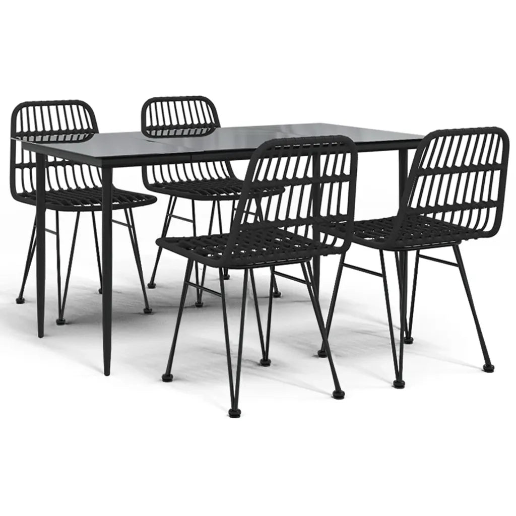 Set da Pranzo da Giardino 5 pz Nero in Polyrattan 3157882