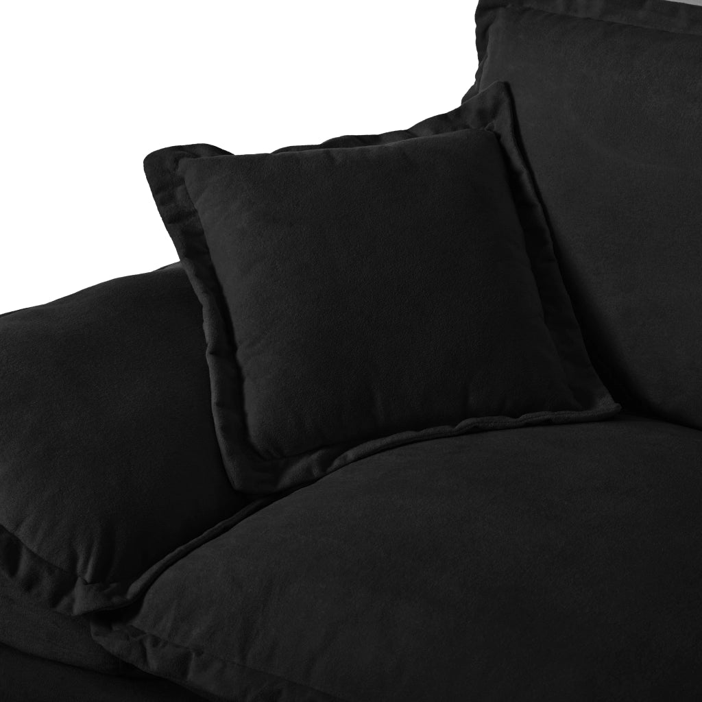 Divano Angolare Modulare 2 Pouf 2 Cuscini in Chenille Nero 194 × 151 × 90 cm