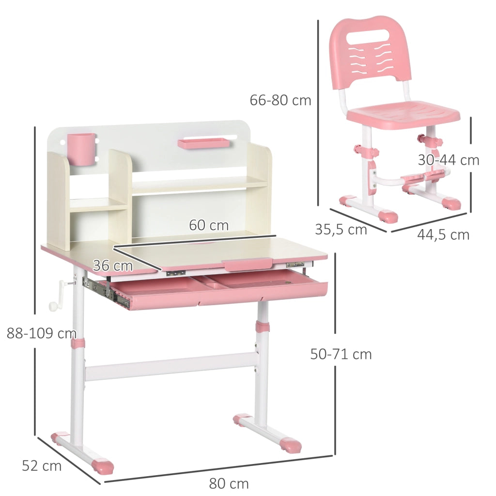 Scrivania Regolabile per Bambini ¨C Minimal ¨C Rosa 80x52x88-109 cm