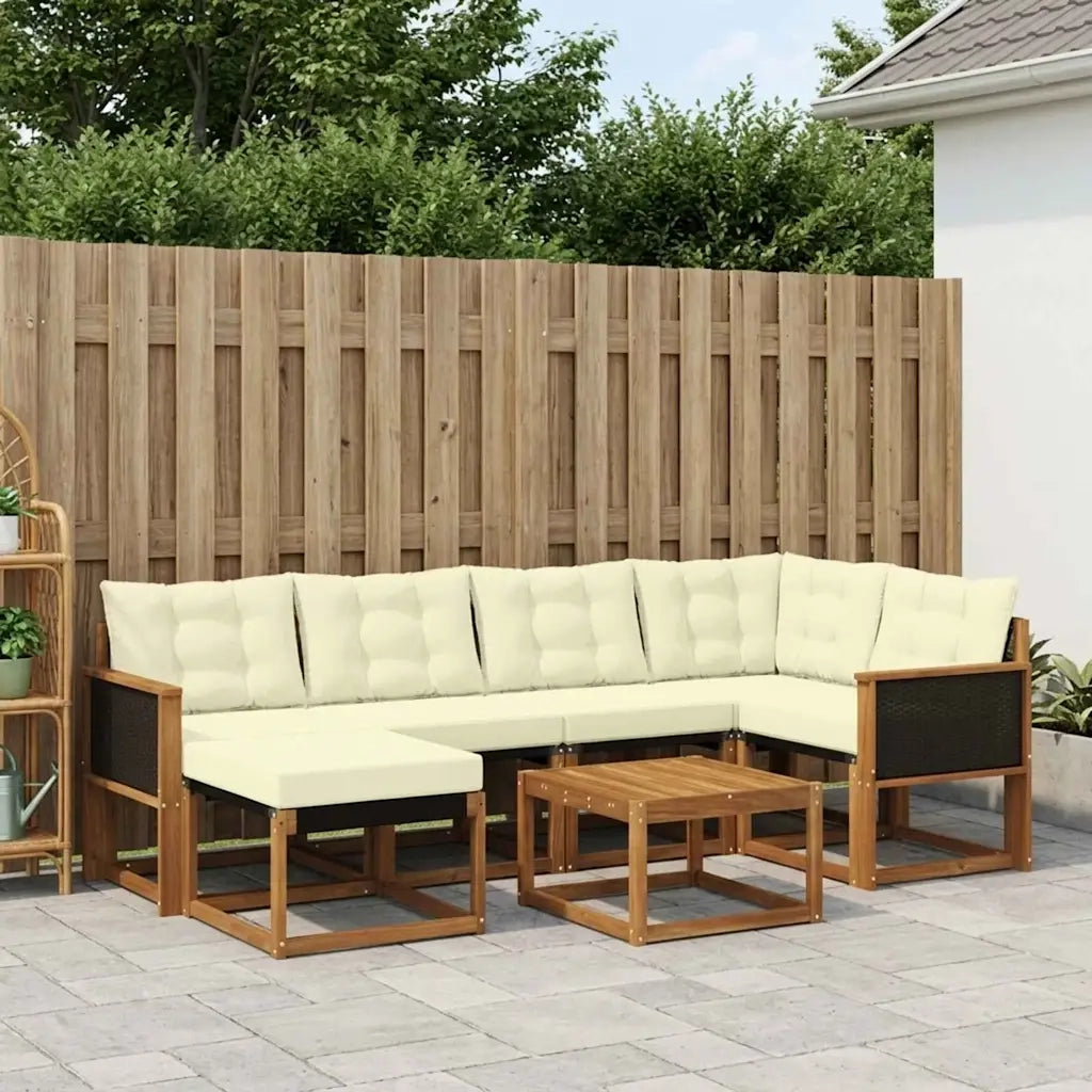 Set di divani da esterno con cuscino 7 pcs Naturale e Crema 3382070