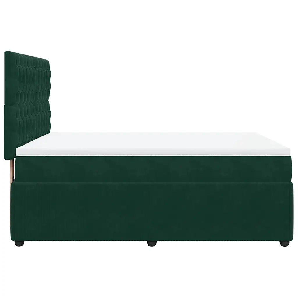 Giroletto a Molle con Materasso Verde Scuro 140x200 cm Velluto