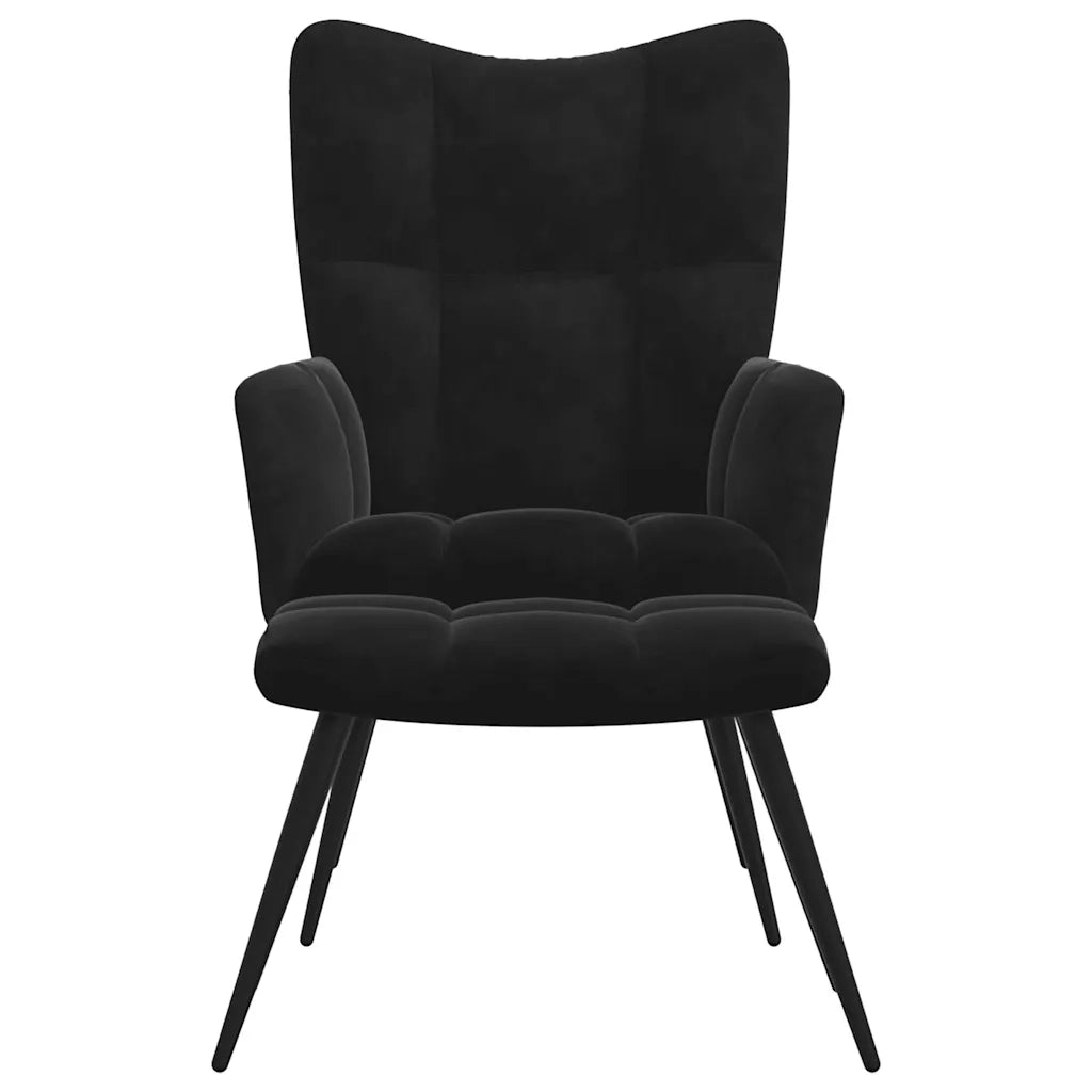 Poltrona Relax | Sedia Relax con Sgabello in Velluto Nero