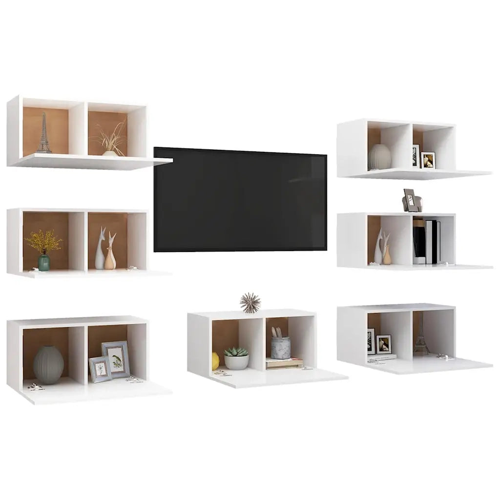 Mobili Porta TV 7 pz | Armadietto TV | Mobile Porta TV Bianchi 30,5x30x60 cm in Legno Multistrato