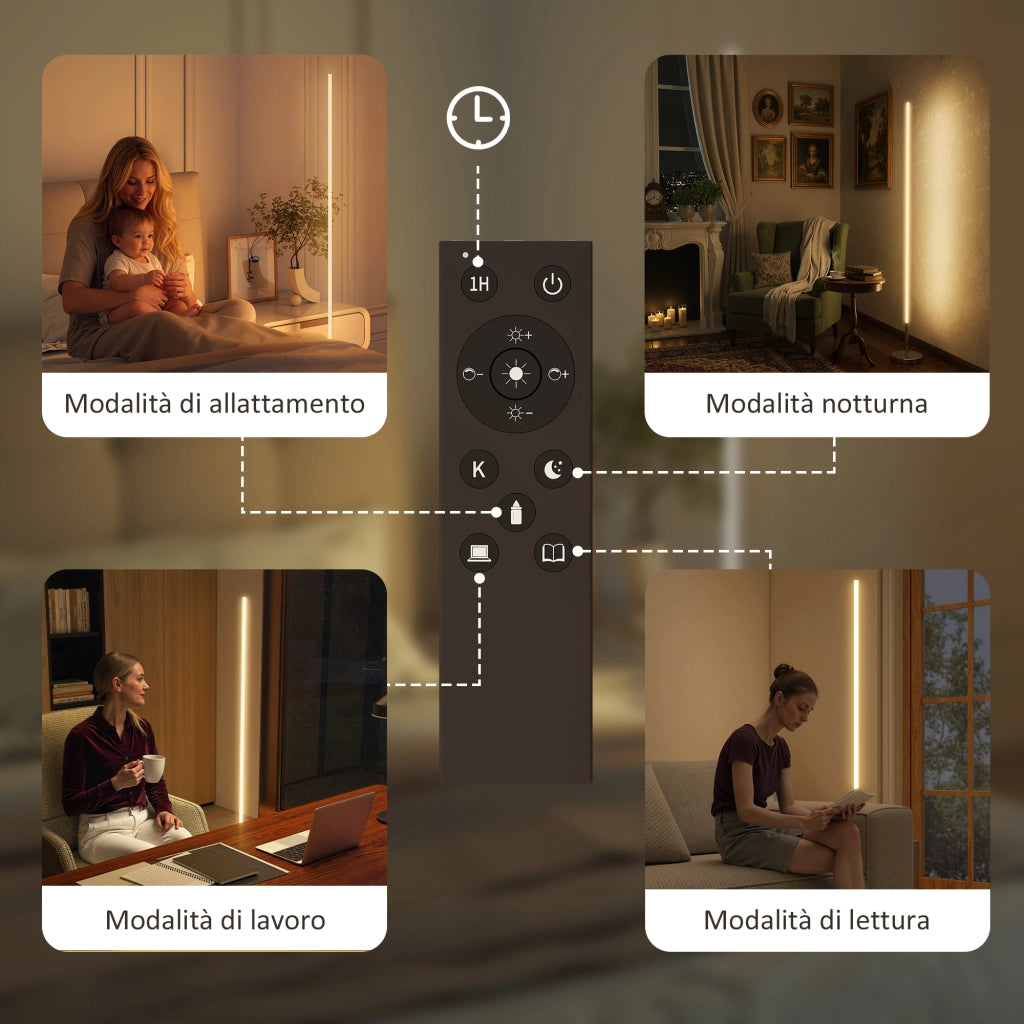 Lampada da Terra LED ¨C Minimal ¨C Argento 150 cm
