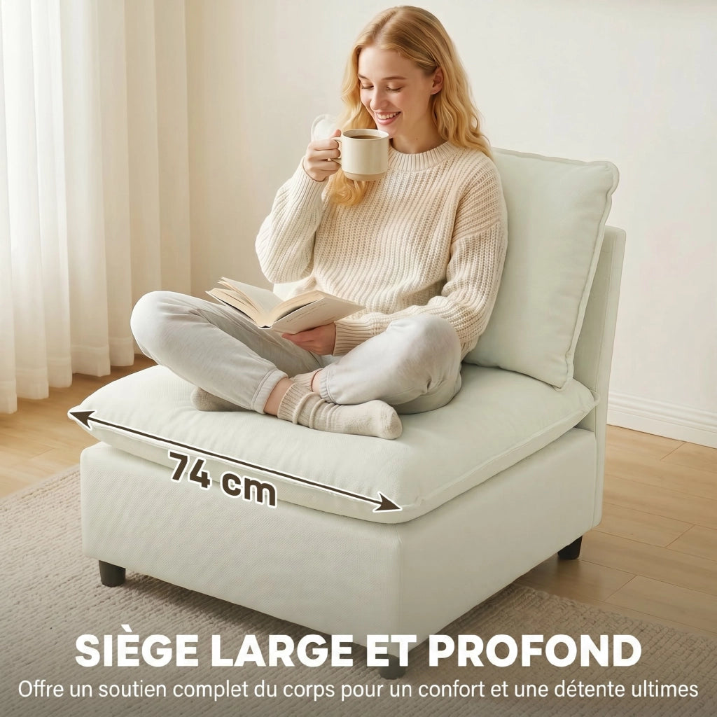 Poltrona Moderna Senza Braccioli ¨C Minimal ¨C 146x85x78cm Crema