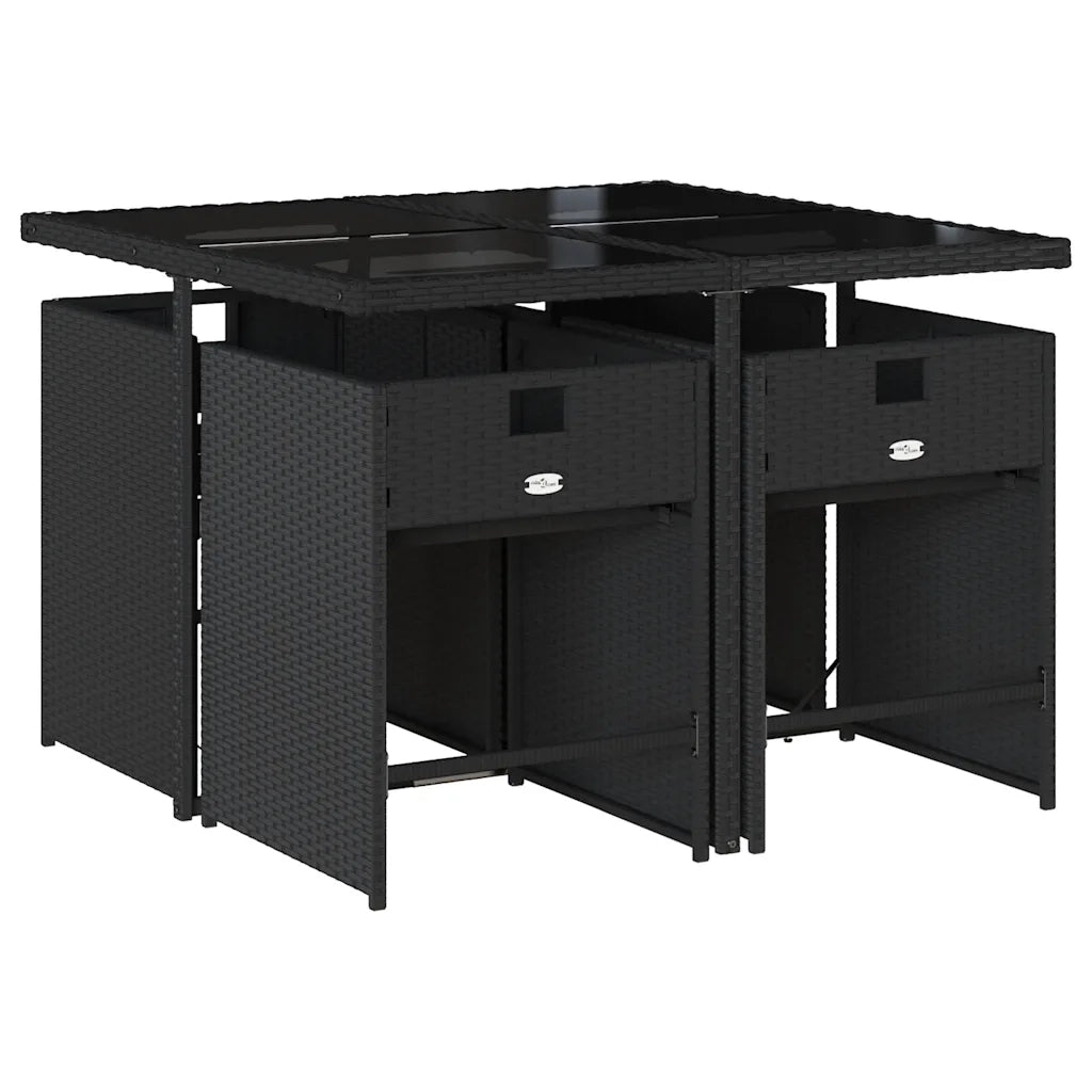Set da Pranzo da Giardino 5 pz Nero con Cuscini in Polyrattan 3211074