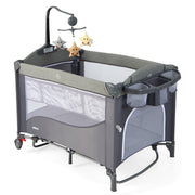 Culla 5-in-1 con materasso cambio pannolini carillon e giocattoli appesi, Dondolo portatile per neonati Blu scuro-Culle