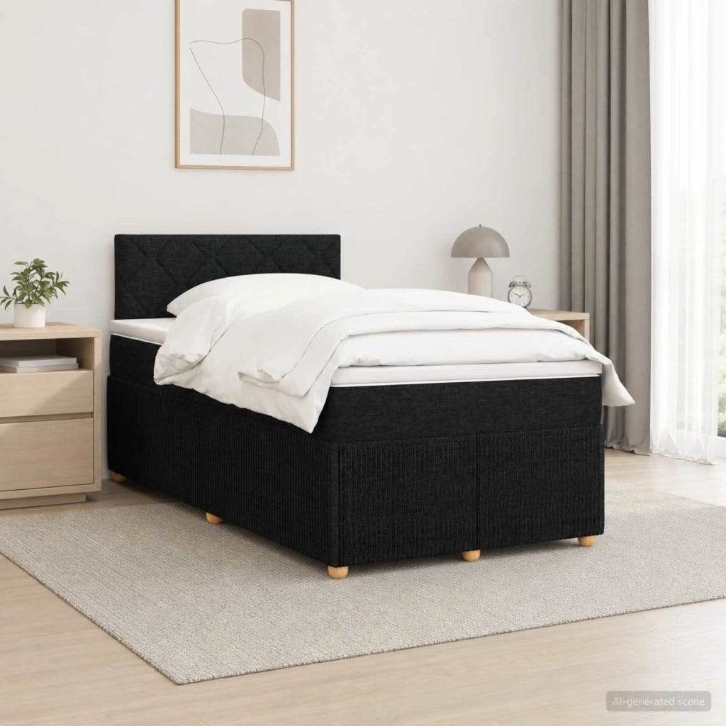 Letto box spring con materasso Nero 120 x 200 cm Tessuto 3452913