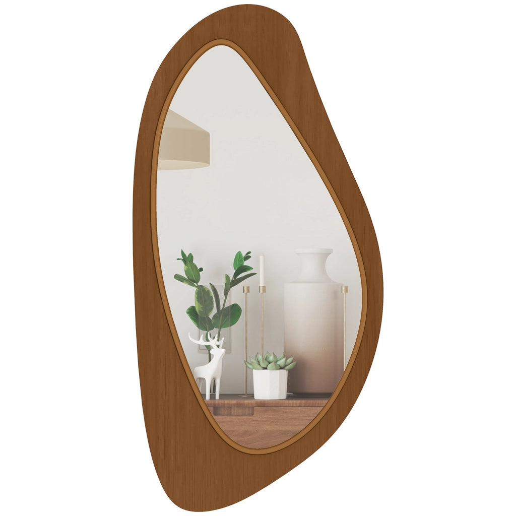 Specchio da Parete Asimmetrico ¨C Xylo ¨C Cornice in Legno Naturale 91,5x45 cm