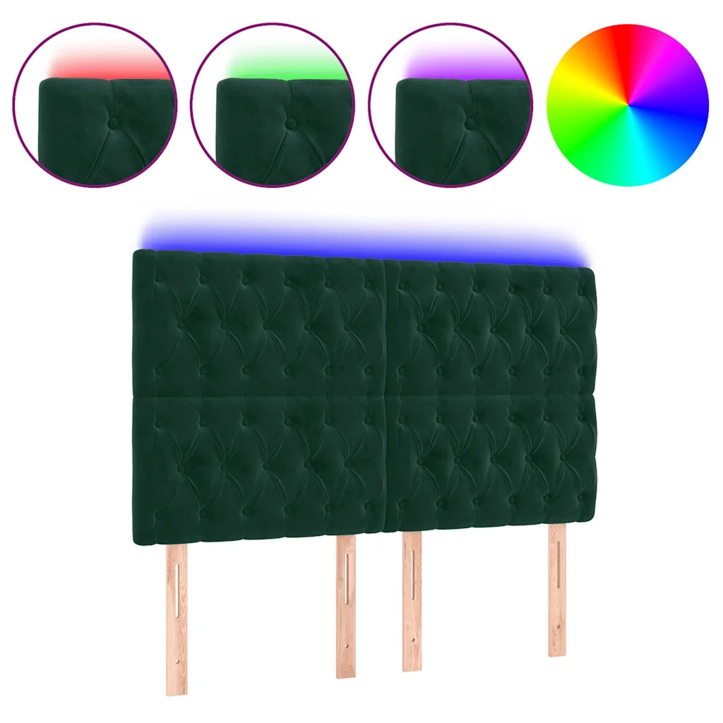 Testiera a LED Verde Scuro 144x7x118/128cm in Velluto 3122811