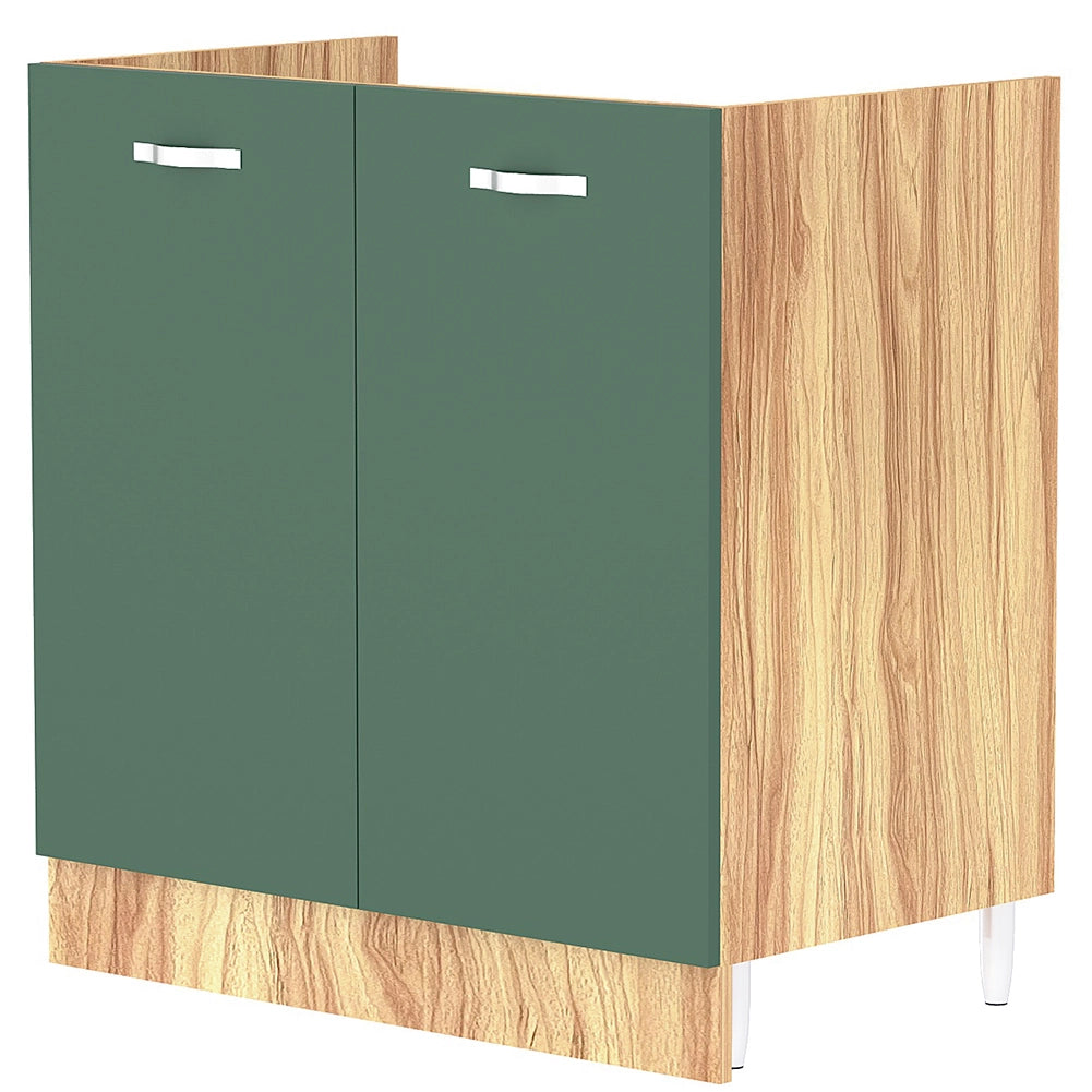 Mobile Sottolavello Cucina Componibile Mobiletto Legno Colore Verde con 2 Ante