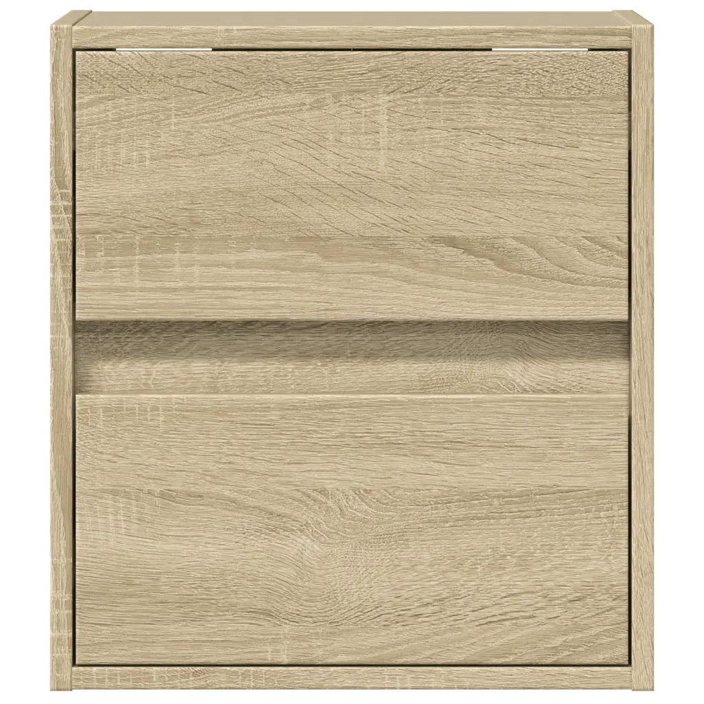 Comodini a Parete con luci LED 2 pz Rovere Sonoma 3307966