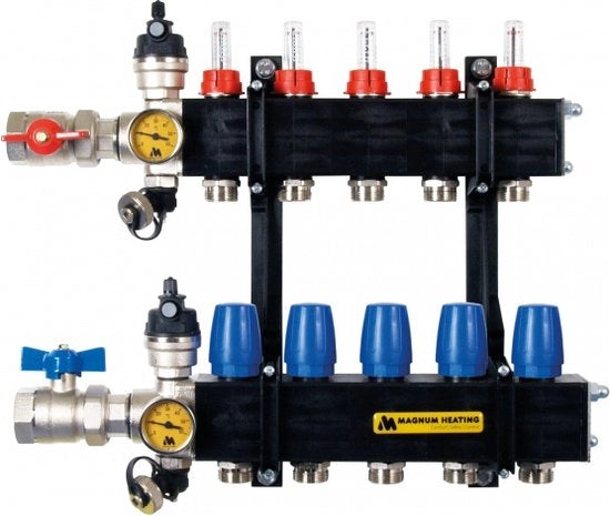 Distributore Premium a 8 Vie per Riscaldamento Radiante - Aperto - Sistema a Bassa Temperatura