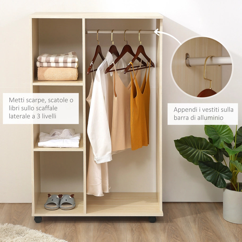 Scarpiera con Ripiani e Attaccapanni ¨C Minimal ¨C Beige 80x40x128 cm
