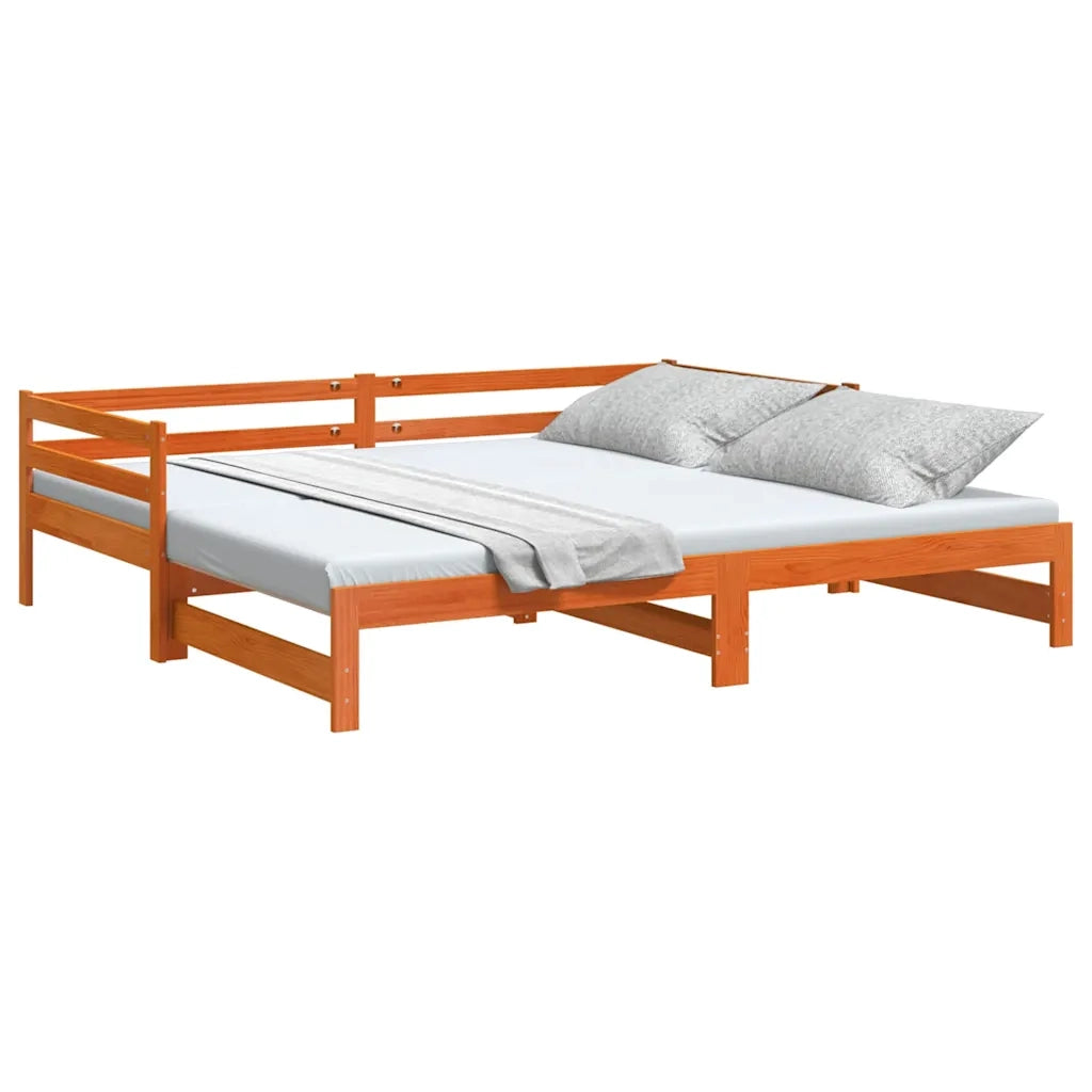 Divano con Letto Estraibile-Sofa Letto-Daybed Marrone Cera 80x200cm Massello Pino 867794