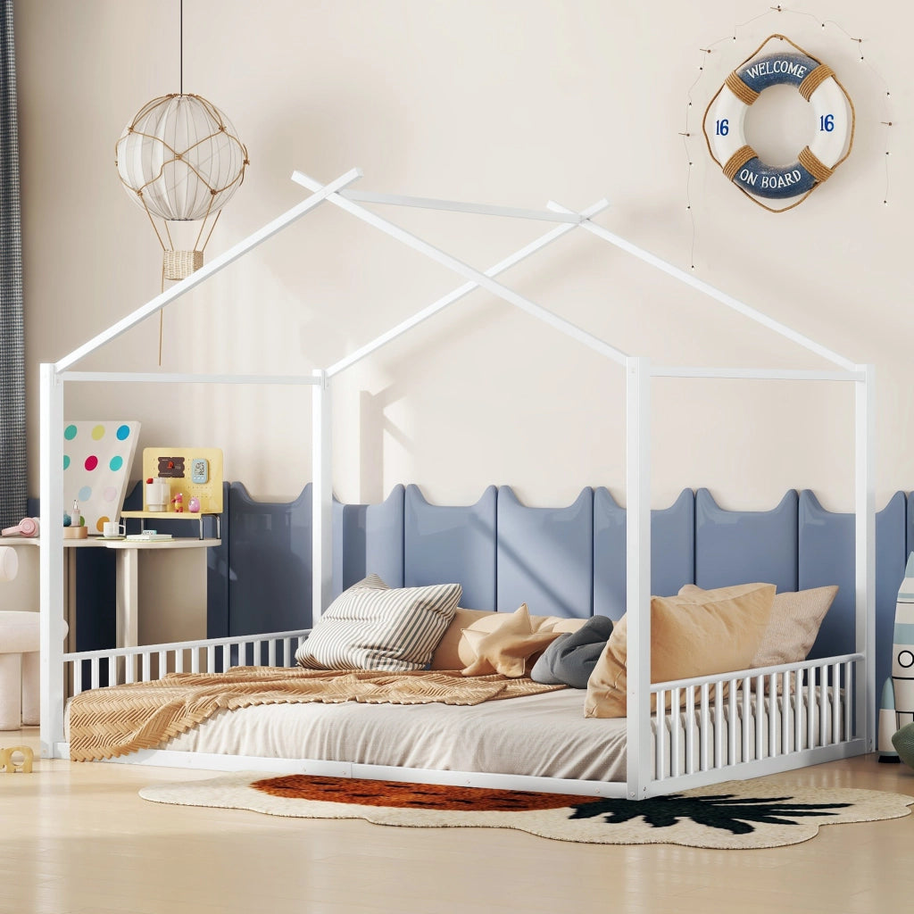 letto imbottito metallo bianco 140 x 200 cm