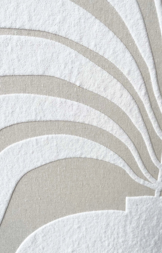 Quadro Hispanohogar in lino con stampa 3D beige e bianco 93x63x4