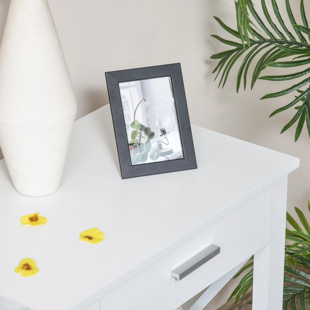 Tavolo console con 2 cassetti e ripiani ¨C Minimal ¨C Bianco 105x40x76 cm