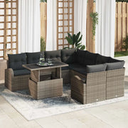 Set Divano da Giardino 9 pcs Grigio polyrattan