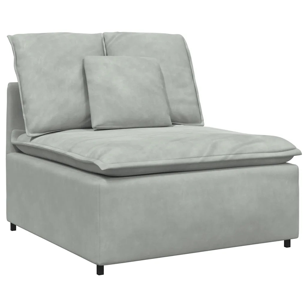 Divano Modulare con Cuscini in Velluto Grigio Chiaro 3321328