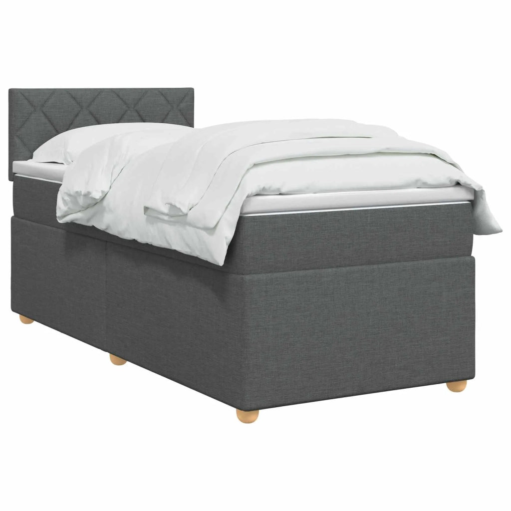 Letto box spring con materasso Grigio Scuro 100 x 200 cm 3450896