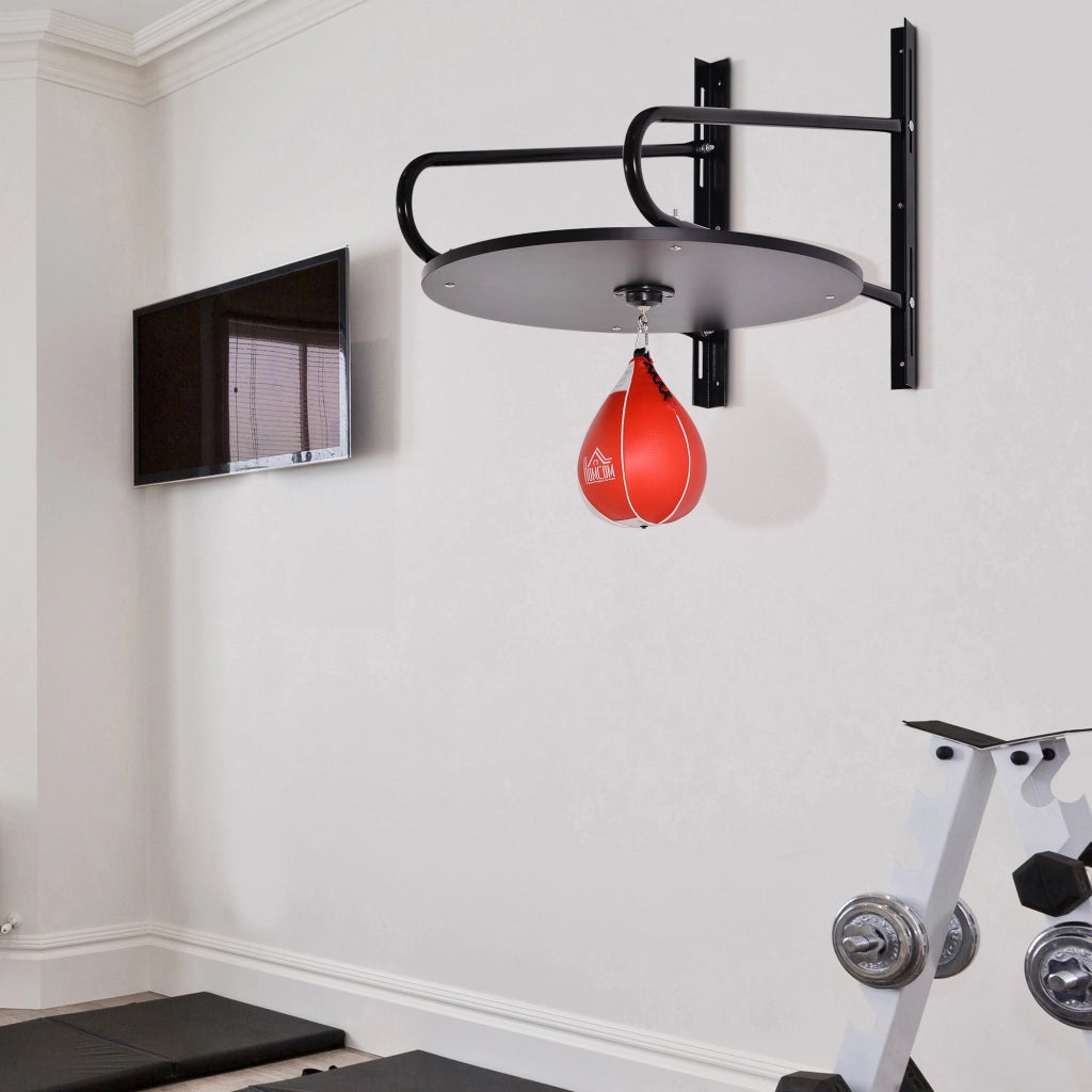 Sacco da boxe con supporto a muro girevole ¨C Minimal ¨C 60x73x80 cm nero e rosso