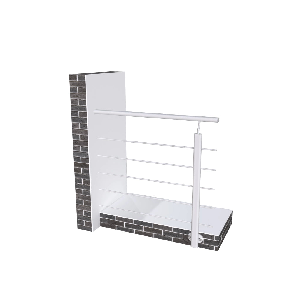 Ringhiera Balaustra in Alluminio Argento Opaco 100x100cm a Fissaggio a Parete, con supporto di collegamento a Parete