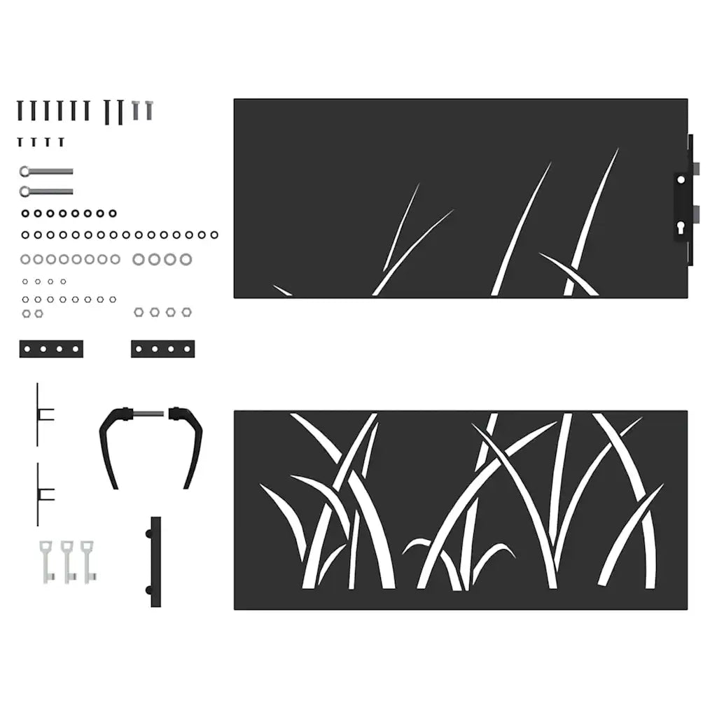 Cancello da giardino con blocco Nero 85 x 100 cm 42015864
