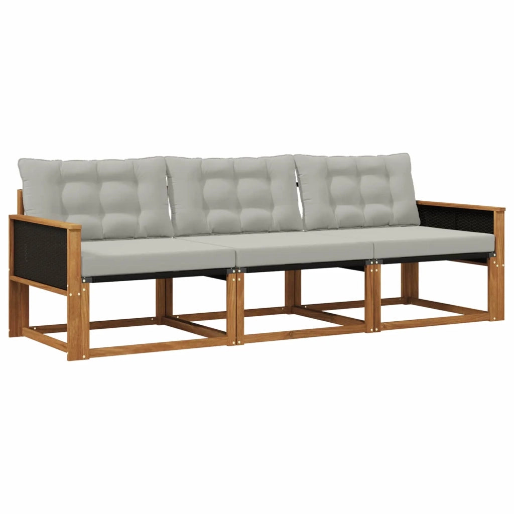 Set di divani da esterno 3 pz Naturale e Grigio Chiaro 3381207