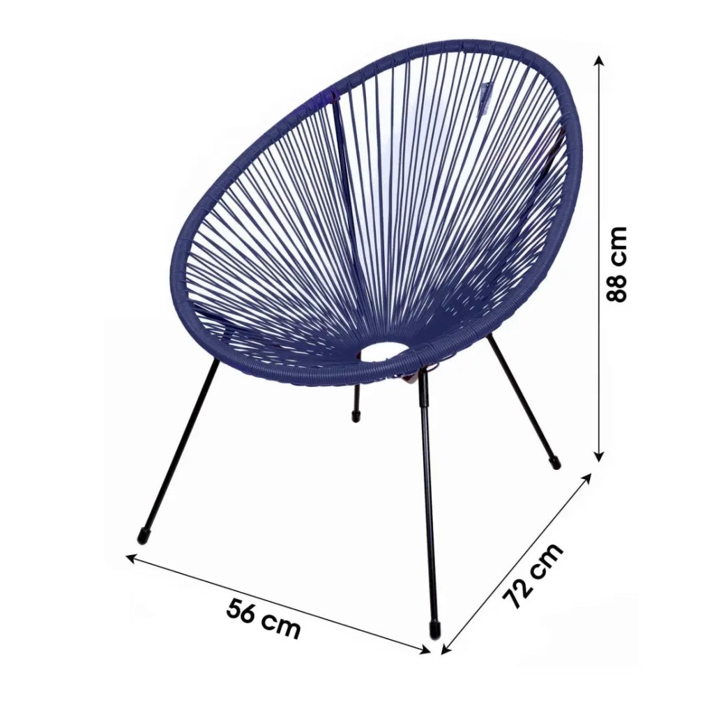 Poltrona da giardino rotonda in resina colore blu 56x88x72 cm
