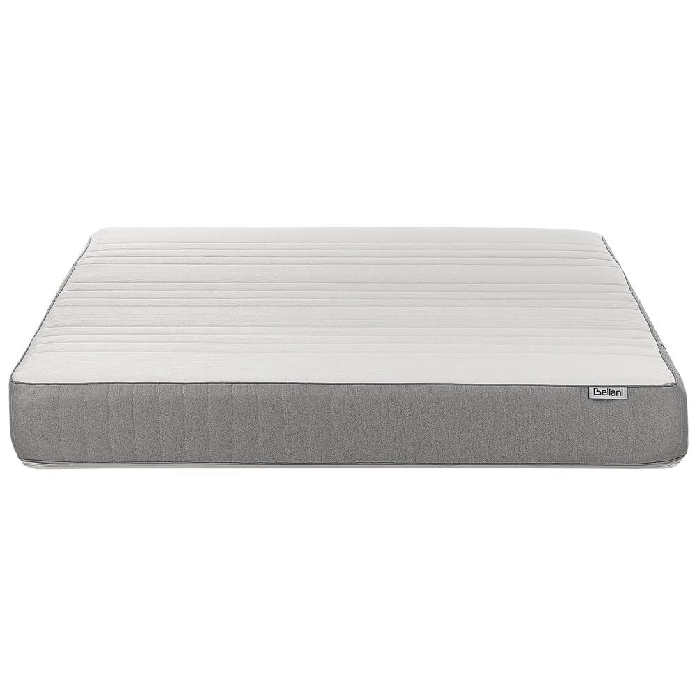 Materasso EU Duro 160 x 200 cm Bianco Grigio Schiuma Imbottitura Poliestere Sfoderabile