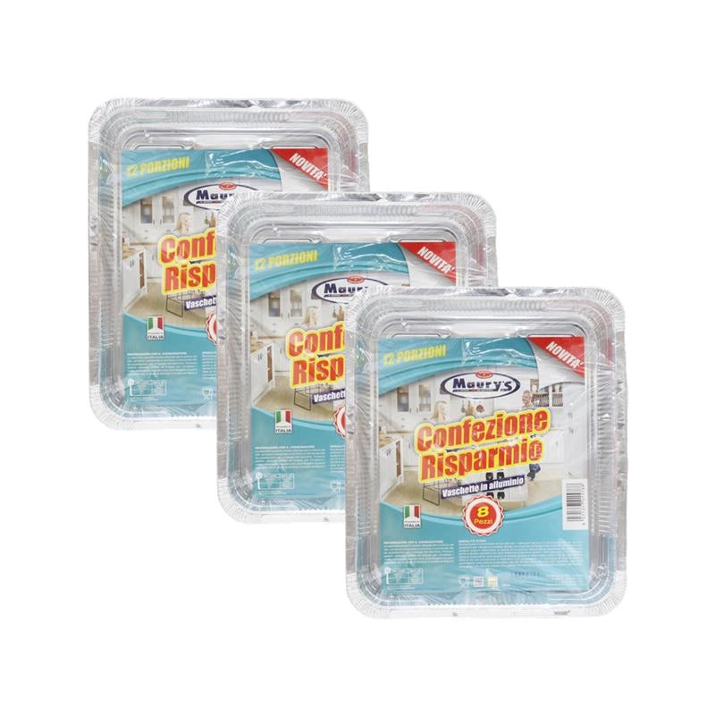 KIT SET 3 PZ MAURY'S CONTENITORE IN ALLUMINIO IN CONFEZIONE DA 8 PEZZI