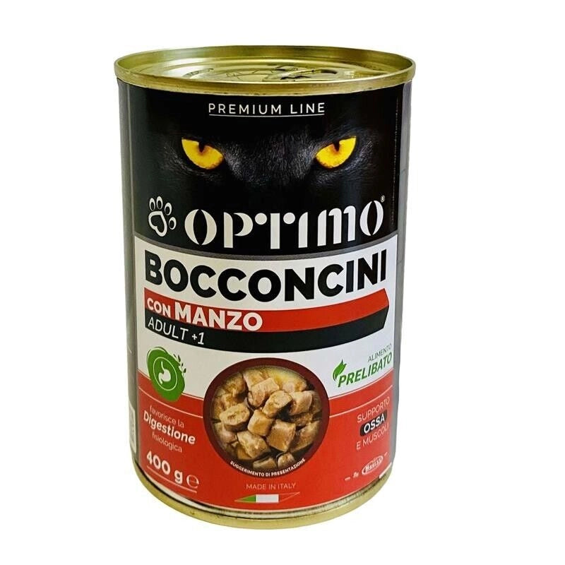 OPTIMO BOCCONCINI PER GATTO AL GUSTO DI MANZO DA 400 GR
