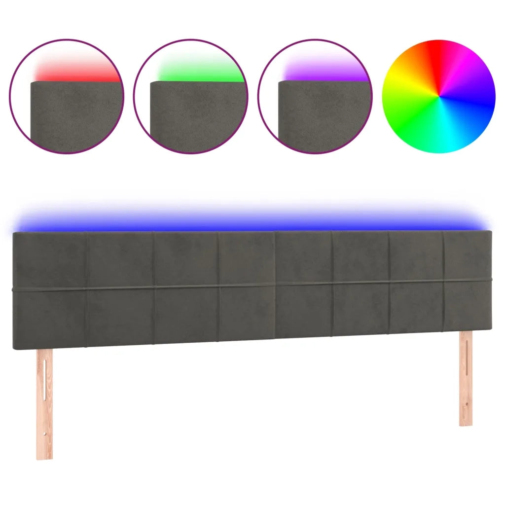Testiera a LED Grigio Scuro 200x5x78/88 cm in Velluto 3121679
