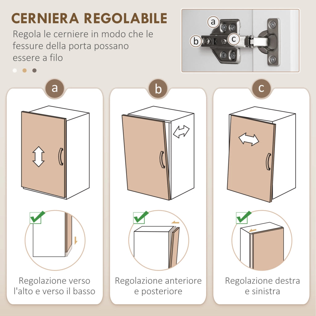 Credenza Cucina Alta con 2 Armadi e Cassetto ¨C zephmum ¨C Bianco