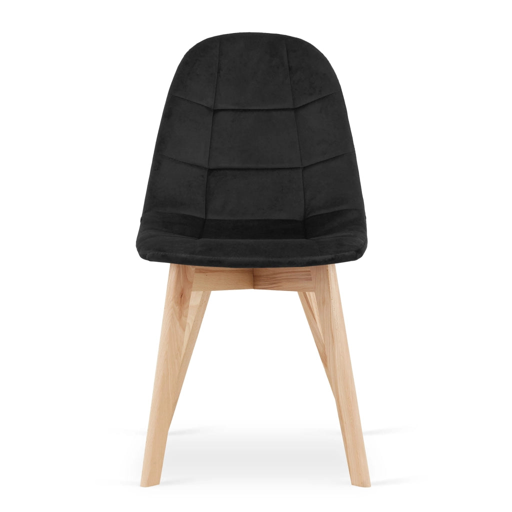 Sedia Valora NUUC in velluto nero, design ergonomico x4